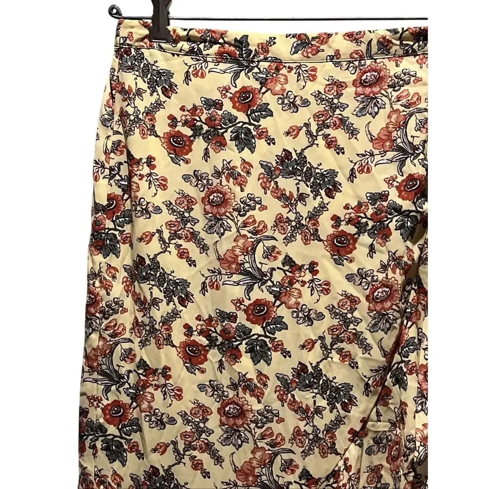 Max Studio Yellow Floral Ruffled Wrap Skirt M NWT Long Boho Lightweight